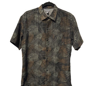 2/$20 Van Heusen Men's Leaf Print Shirt - Black and Brown